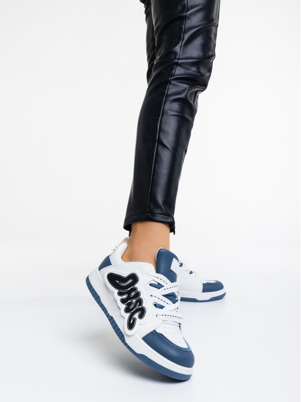 Azurine fehér és kék női sport cipő ökológiai bőrből, 2 - Kalapod.hu