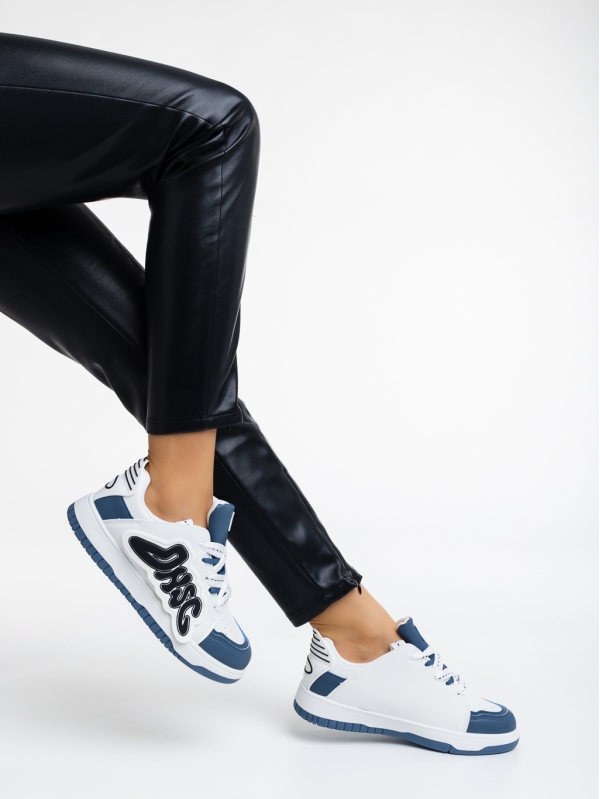 Azurine fehér és kék női sport cipő ökológiai bőrből - Kalapod.hu