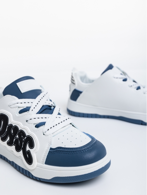 Azurine fehér és kék női sport cipő ökológiai bőrből, 6 - Kalapod.hu