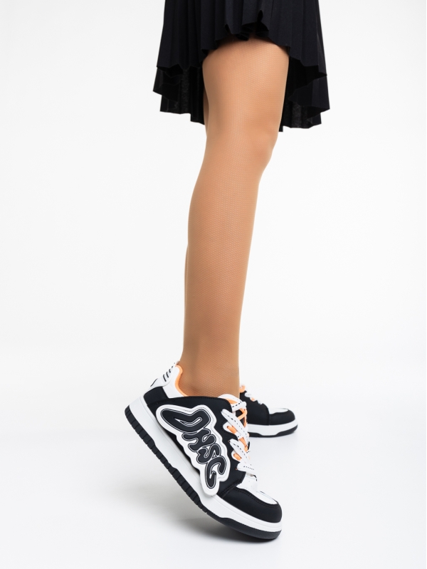 Azurine fekete fehér női sport cipő ökológiai bőrből, 2 - Kalapod.hu