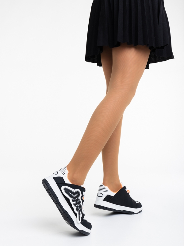 Azurine fekete fehér női sport cipő ökológiai bőrből, 3 - Kalapod.hu