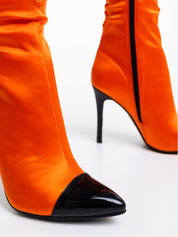 Danita narancssárga női csizma textil anyagból, 6 - Kalapod.hu