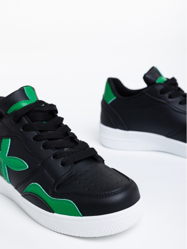 Cierra fekete és zöld női sport cipő ökológiai bőrből, 6 - Kalapod.hu