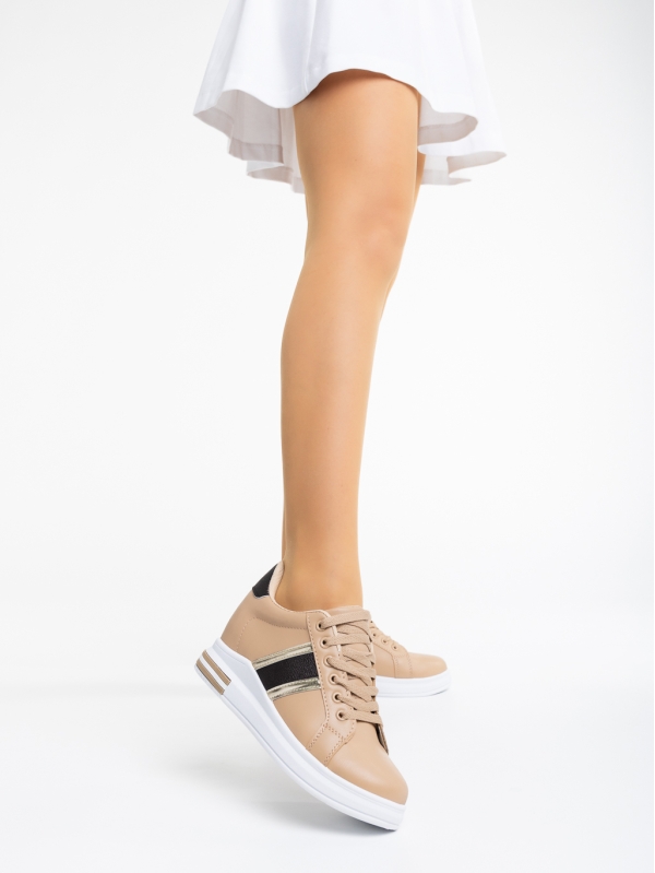 Kendis khaki női sport cipő ökológiai bőrből, 2 - Kalapod.hu