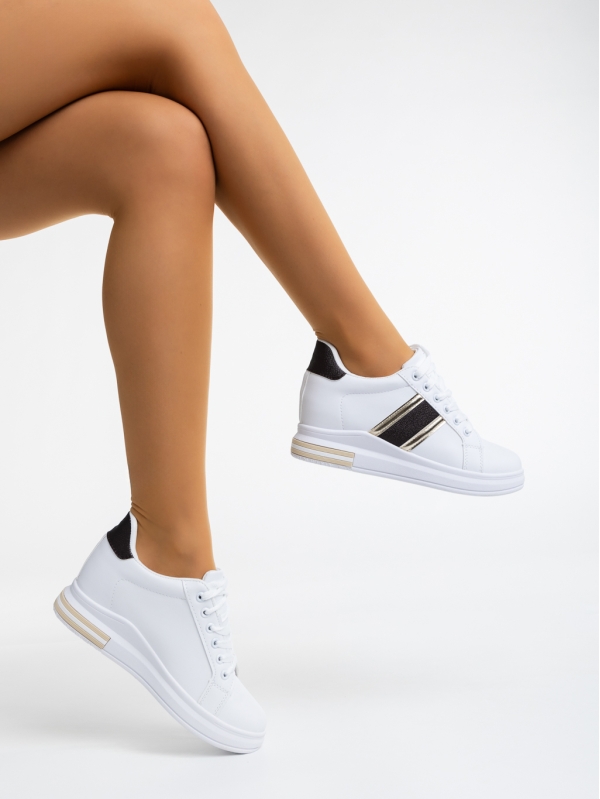 Kendis fehér női sport cipő ökológiai bőrből, 4 - Kalapod.hu