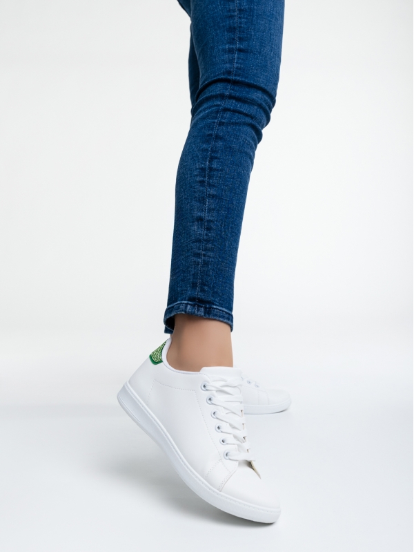Liane fehér és zöld női sport cipő ökológiai bőrből, 2 - Kalapod.hu