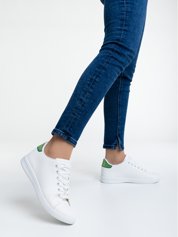 Liane fehér és zöld női sport cipő ökológiai bőrből, 3 - Kalapod.hu