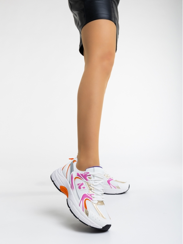 Maryann fehér és narancssárga női sport cipő textil anyagból, 2 - Kalapod.hu