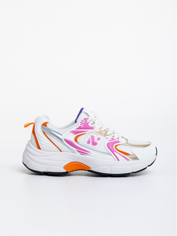 Maryann fehér és narancssárga női sport cipő textil anyagból, 5 - Kalapod.hu