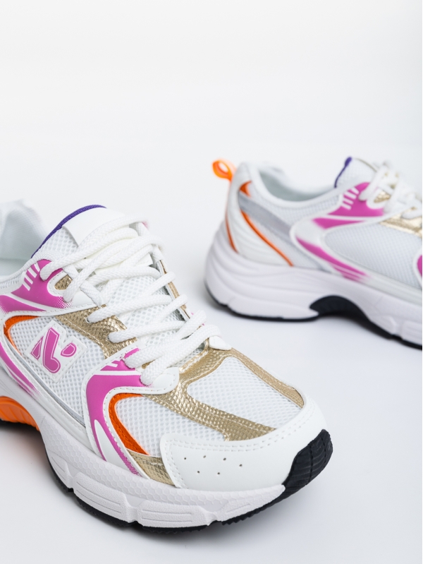 Maryann fehér és narancssárga női sport cipő textil anyagból, 6 - Kalapod.hu
