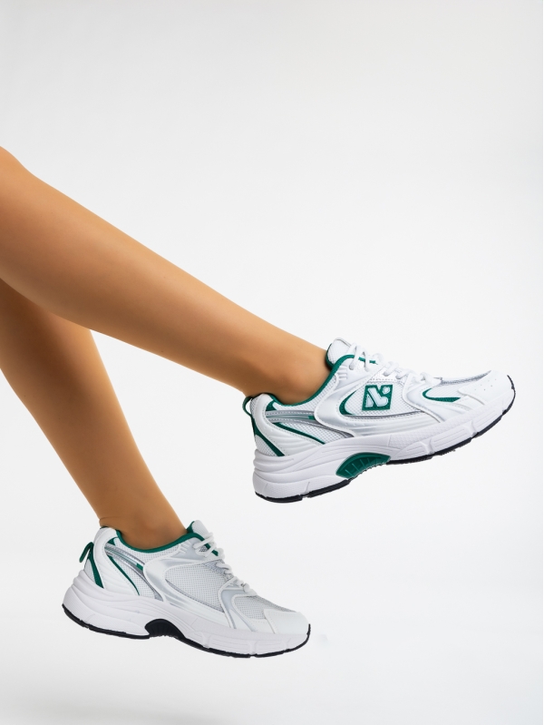 Maryann fehér és zöld női sport cipő textil anyagból, 3 - Kalapod.hu