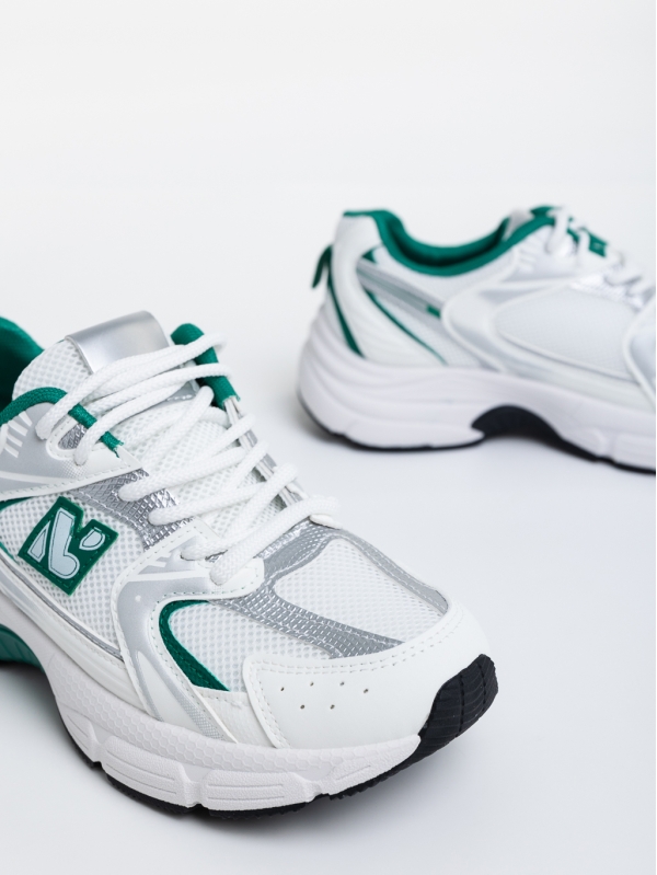 Maryann fehér és zöld női sport cipő textil anyagból, 6 - Kalapod.hu