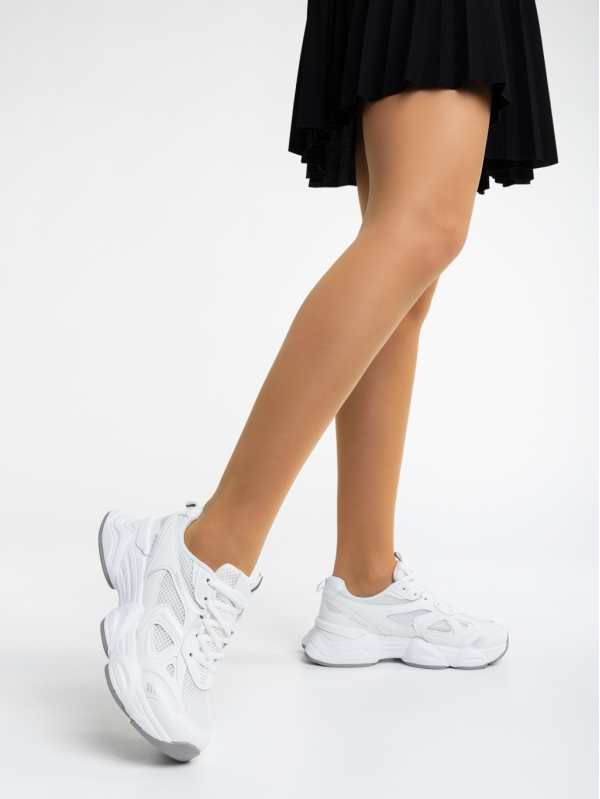 Kiani fehér női sport cipő ökológiai bőrből és  textil anyagból, 3 - Kalapod.hu