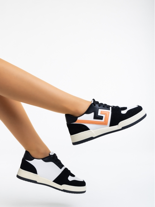 Ralphina fehér és fekete női sport cipő ökológiai bőrből, 3 - Kalapod.hu