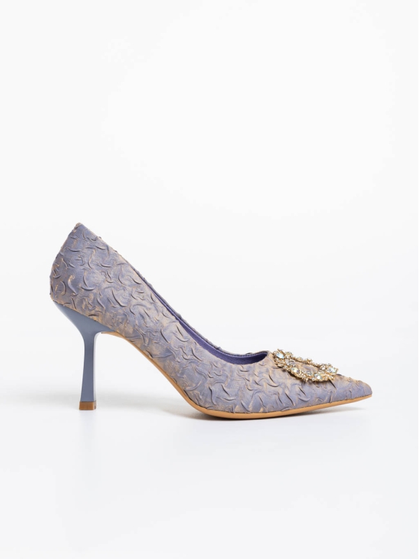 Aneisha kék női magassarkú cipő textil anyagból, 5 - Kalapod.hu