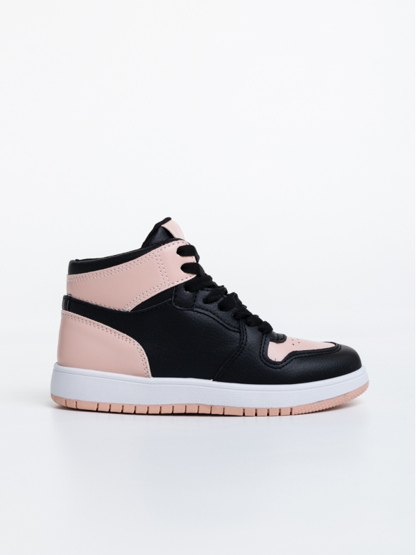 Berlia fekete és rózsaszín gyerek sport cipő ökológiai bőrből, 3 - Kalapod.hu