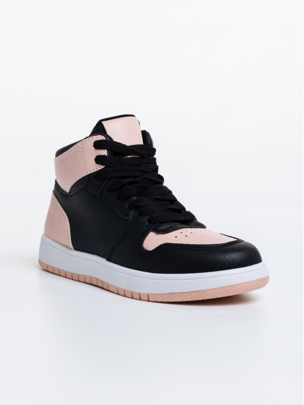 Berlia fekete és rózsaszín gyerek sport cipő ökológiai bőrből, 2 - Kalapod.hu