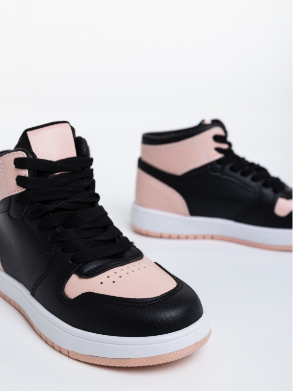 Berlia fekete és rózsaszín gyerek sport cipő ökológiai bőrből, 4 - Kalapod.hu