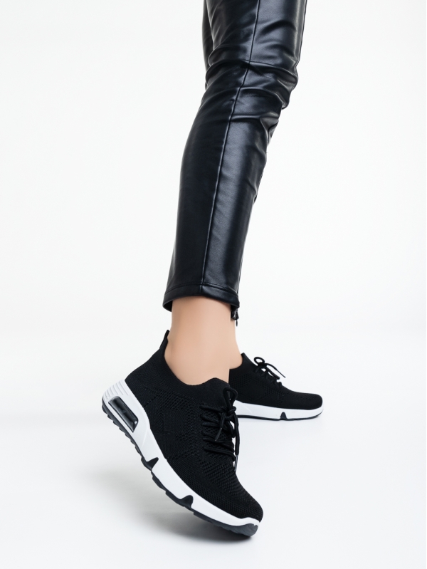 Cayley fekete női sport cipő textil anyagból, 2 - Kalapod.hu
