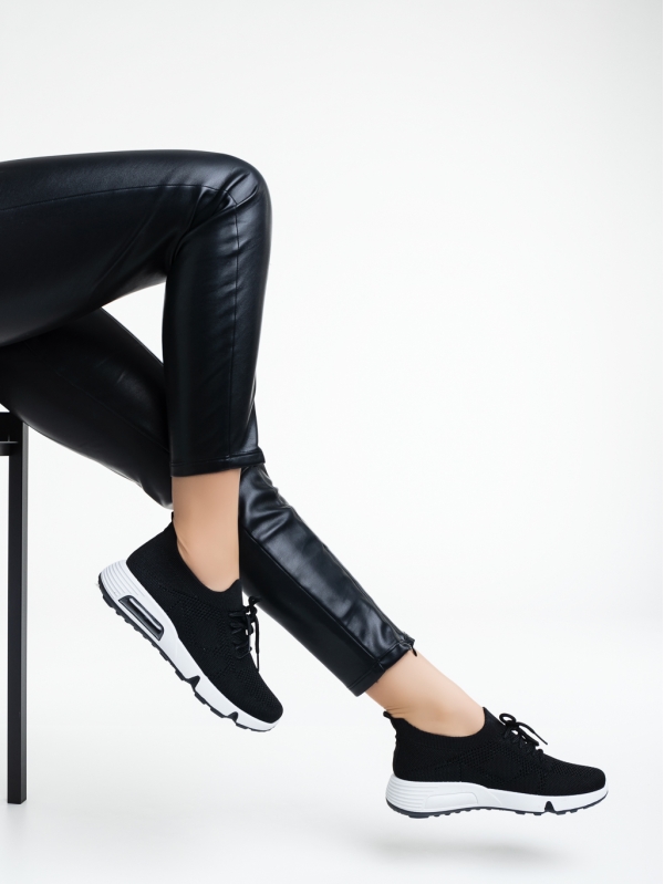 Cayley fekete női sport cipő textil anyagból, 4 - Kalapod.hu