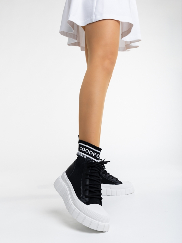 Princell fekete női sport cipő textil anyagból, 2 - Kalapod.hu