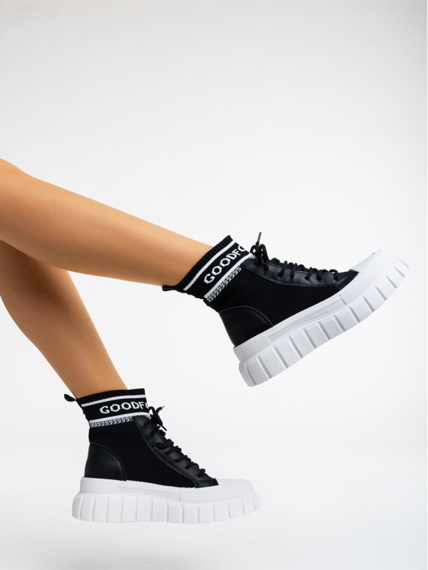 Princell fekete női sport cipő textil anyagból, 4 - Kalapod.hu