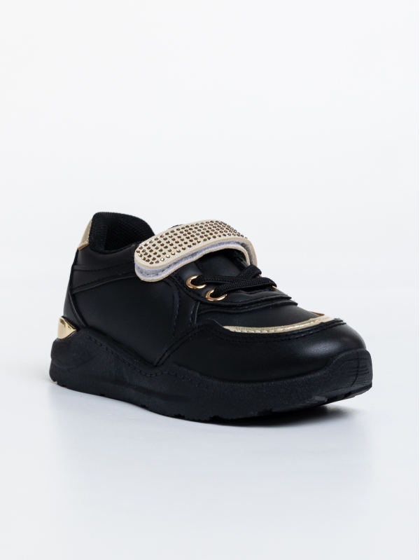 Dericka fekete gyerek sport cipő ökológiai bőrből, 2 - Kalapod.hu