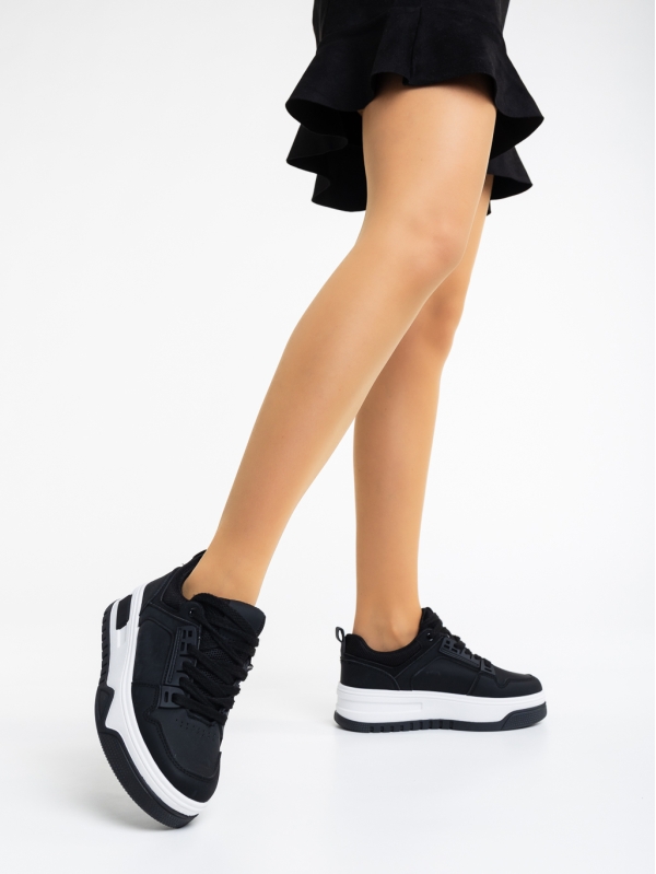 Kalli fekete női sport cipő ökológiai bőrből, 3 - Kalapod.hu
