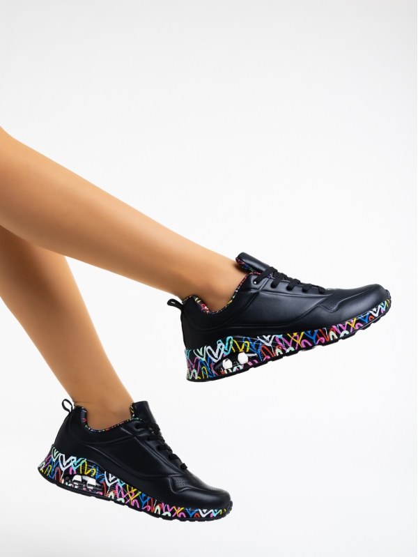 Tytti fekete női sport cipő ökológiai bőrből, 4 - Kalapod.hu