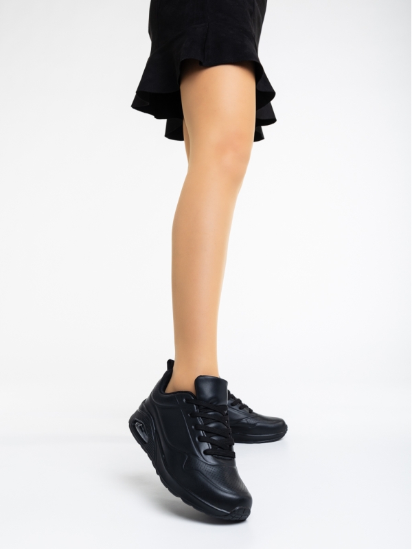 Arline fekete női sport cipő ökológiai bőrből, 2 - Kalapod.hu