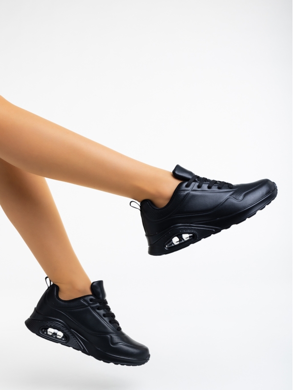 Arline fekete női sport cipő ökológiai bőrből, 3 - Kalapod.hu