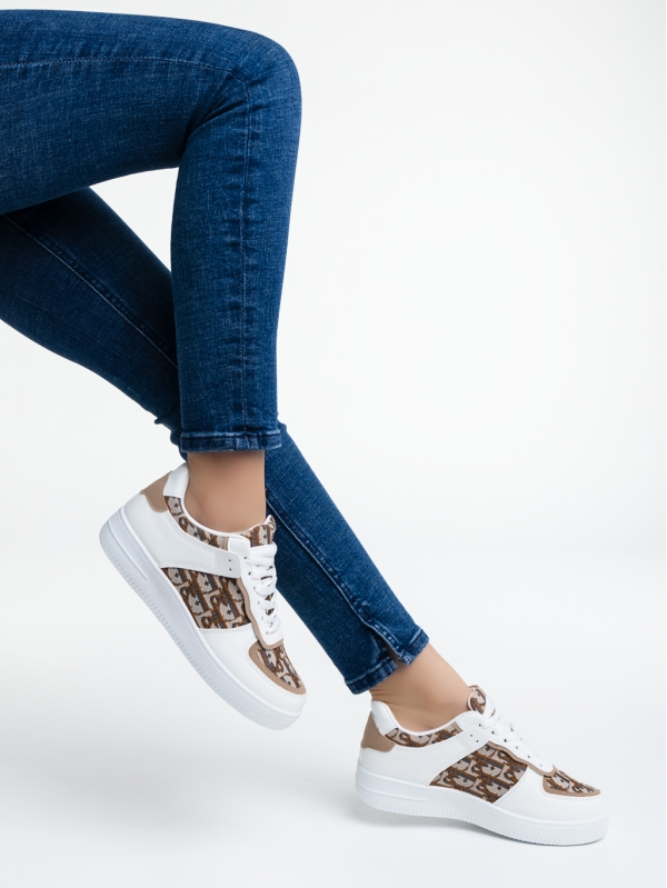 Edyta fehér női sport cipő ökológiai bőrből és textil anyagból, 4 - Kalapod.hu