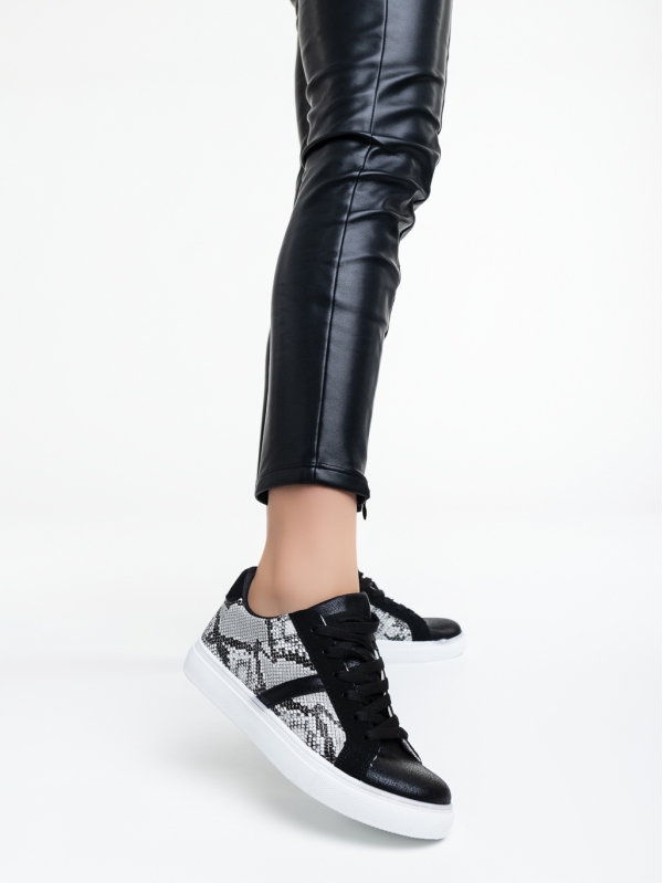 Lovette fekete női sport cipő ökológiai bőrből, 2 - Kalapod.hu