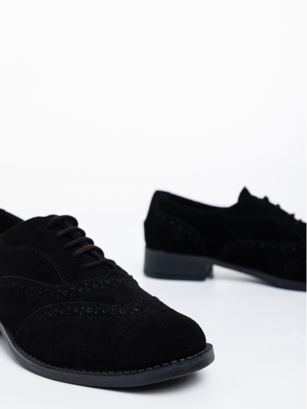 Jasmeen fekete női alkalmi cipő természetes forditott bőrből, 4 - Kalapod.hu