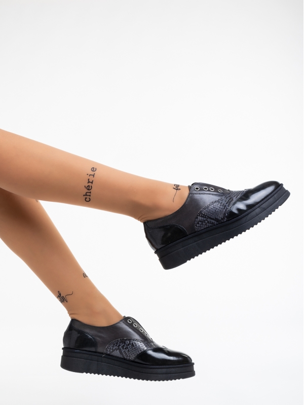 Enriqua fekete női alkalmi cipő természetes bőrből, 4 - Kalapod.hu