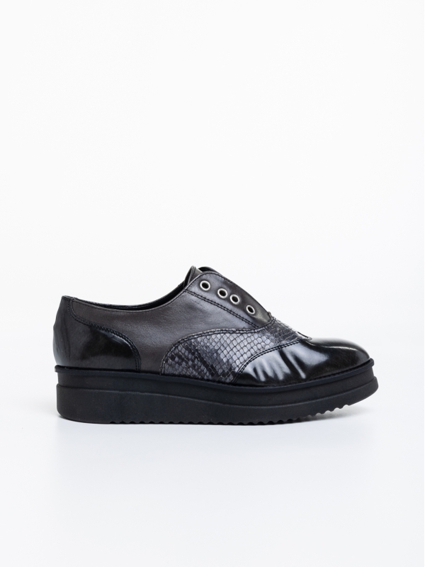Enriqua fekete női alkalmi cipő természetes bőrből, 5 - Kalapod.hu