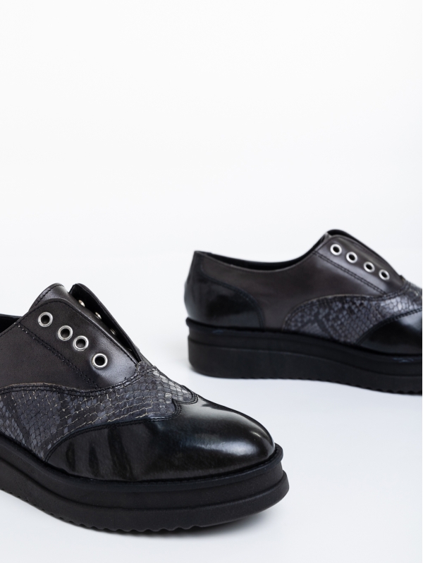 Enriqua fekete női alkalmi cipő természetes bőrből, 6 - Kalapod.hu