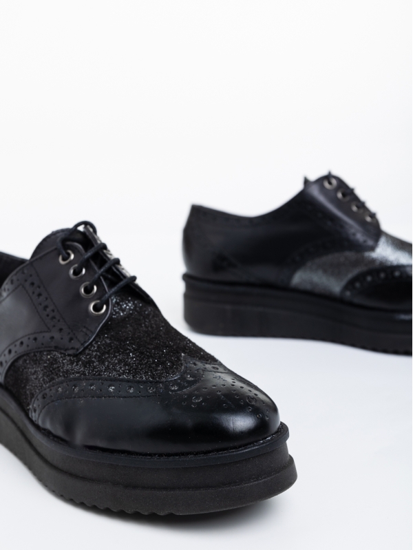 Loulou fekete női alkalmi cipő természetes bőrből, 4 - Kalapod.hu