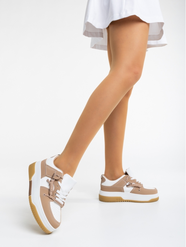 Kerena khaki női sport cipő ökológiai bőrből, 3 - Kalapod.hu