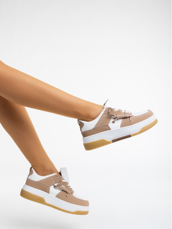 Kerena khaki női sport cipő ökológiai bőrből, 4 - Kalapod.hu