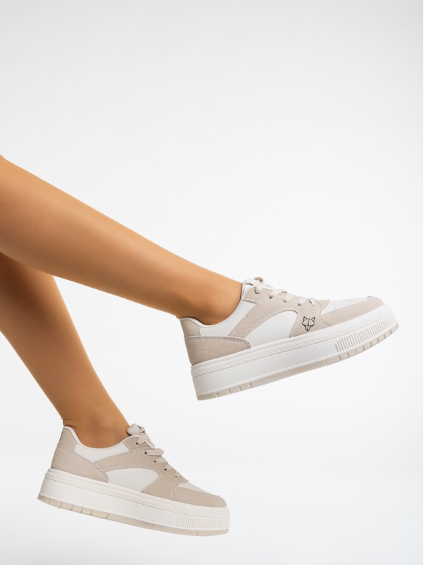 Orianne bézs női sport cipő ökológiai bőrből, 3 - Kalapod.hu