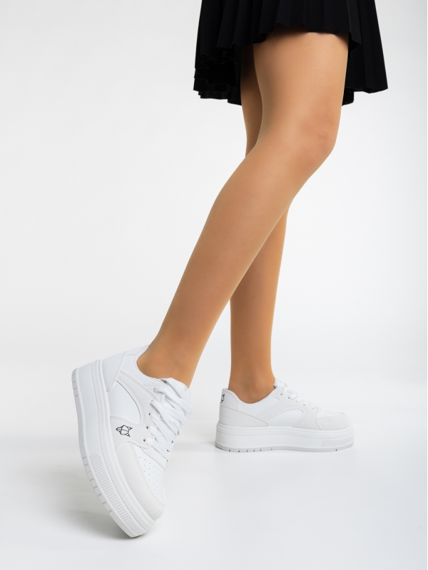 Orianne fehér női sport cipő ökológiai bőrből, 3 - Kalapod.hu