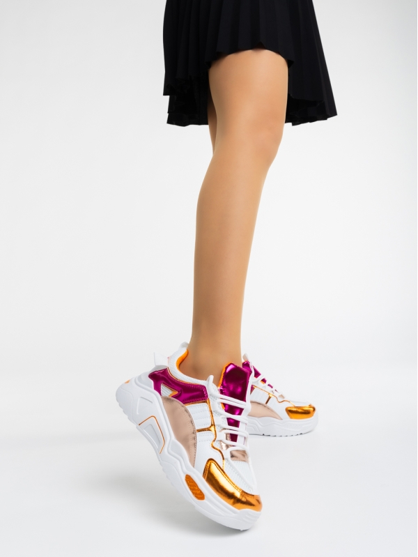 Reena narancssárga női sport cipő ökológiai bőrből és textil anyagból, 4 - Kalapod.hu