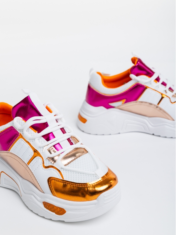 Reena narancssárga női sport cipő ökológiai bőrből és textil anyagból, 8 - Kalapod.hu