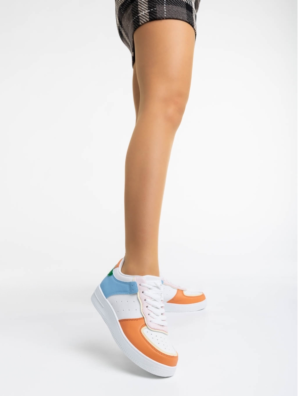 Evaleen fehér és narancssárga női sport cipő ökológiai bőrből, 2 - Kalapod.hu