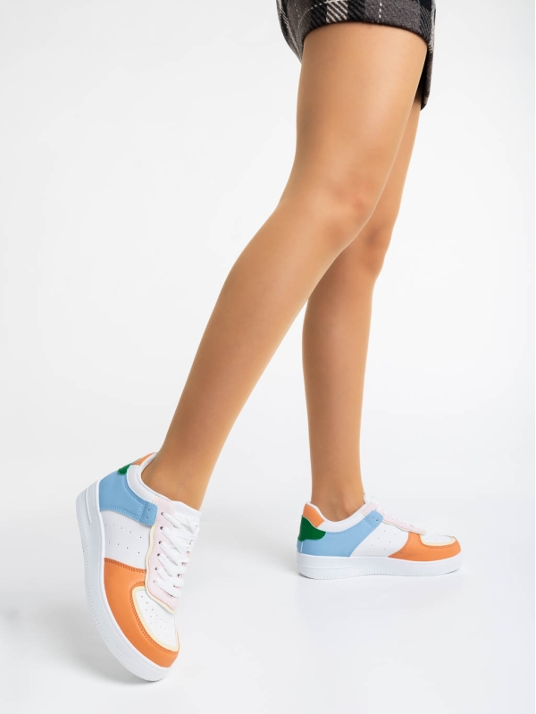 Evaleen fehér és narancssárga női sport cipő ökológiai bőrből, 3 - Kalapod.hu