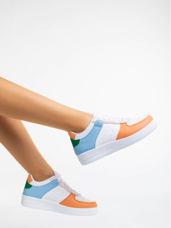 Evaleen fehér és narancssárga női sport cipő ökológiai bőrből, 4 - Kalapod.hu
