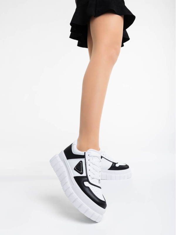 Retta fekete fehér női sport cipő ökológiai bőrből, 2 - Kalapod.hu