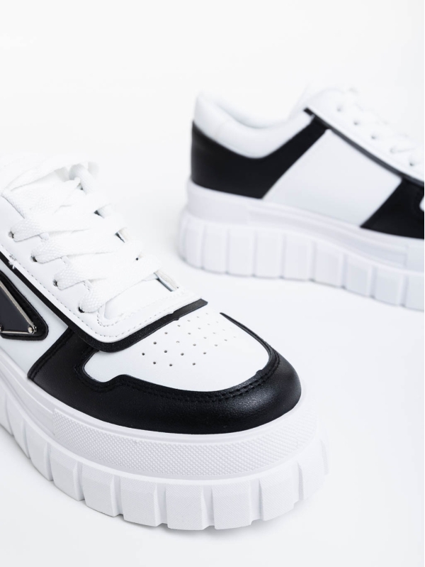 Retta fekete fehér női sport cipő ökológiai bőrből, 6 - Kalapod.hu