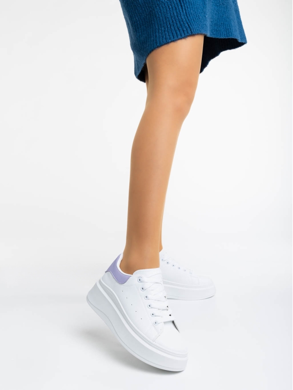 Aleesha fehér és lila női sport cipő ökológiai bőrből, 2 - Kalapod.hu